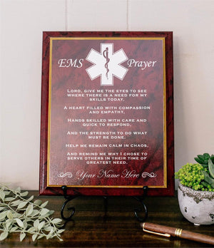 EMS Prayer for First Responder Plaque Gift