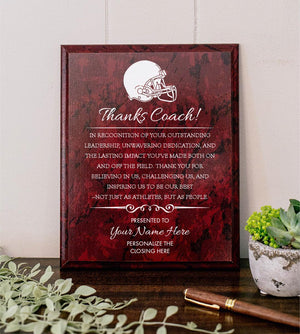 FOOTBALL Coach Appreciation Award Varsity Sports Recognition Plaque