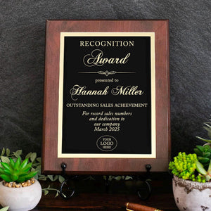 ENGRAVED Award Recognition Plaque