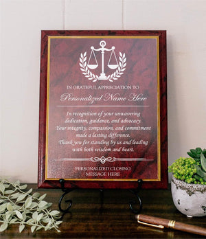 Grateful Appreciation to Lawyer Wooden Plaque