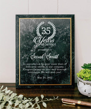 Marble Years Of Service Plaque
