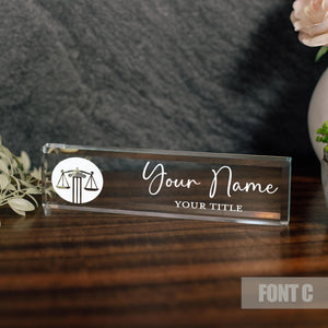 Attorney Glass Office Desk Name Plate