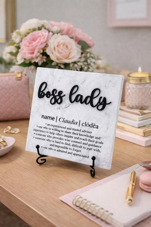 Boss Lady Plaque – Marble Definition Tile Appreciation Sign For Mentor Retirement