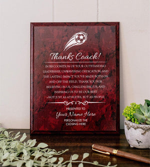 SOCCER Coach Appreciation Award Varsity Sports Recognition Plaque