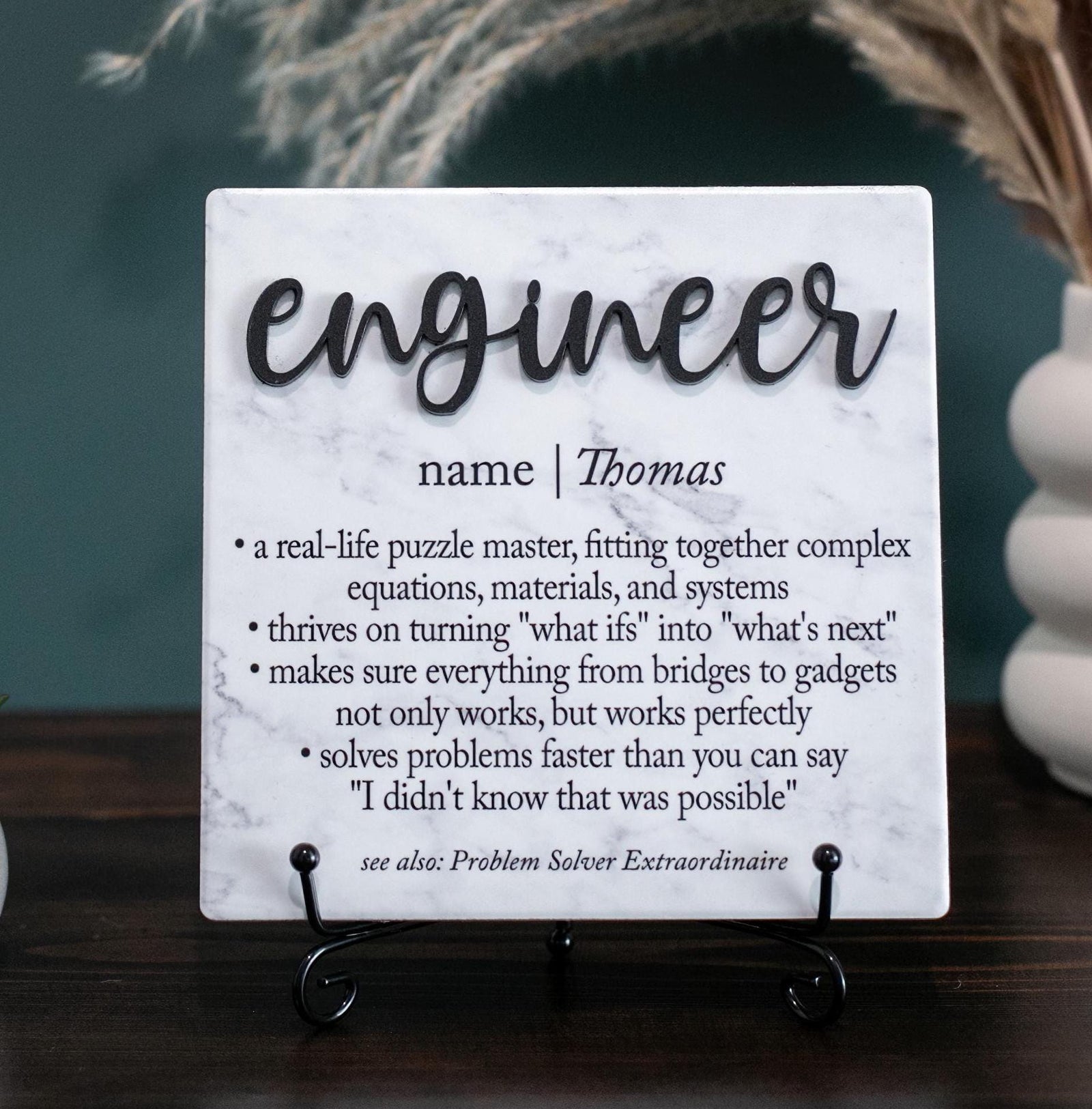 TP-3DENG 3D Engineer Ceramic Tile Plaque Gift, Personalized Thank You Present; Work Anniversary; Office Decor; Retirement or Graduation 2024