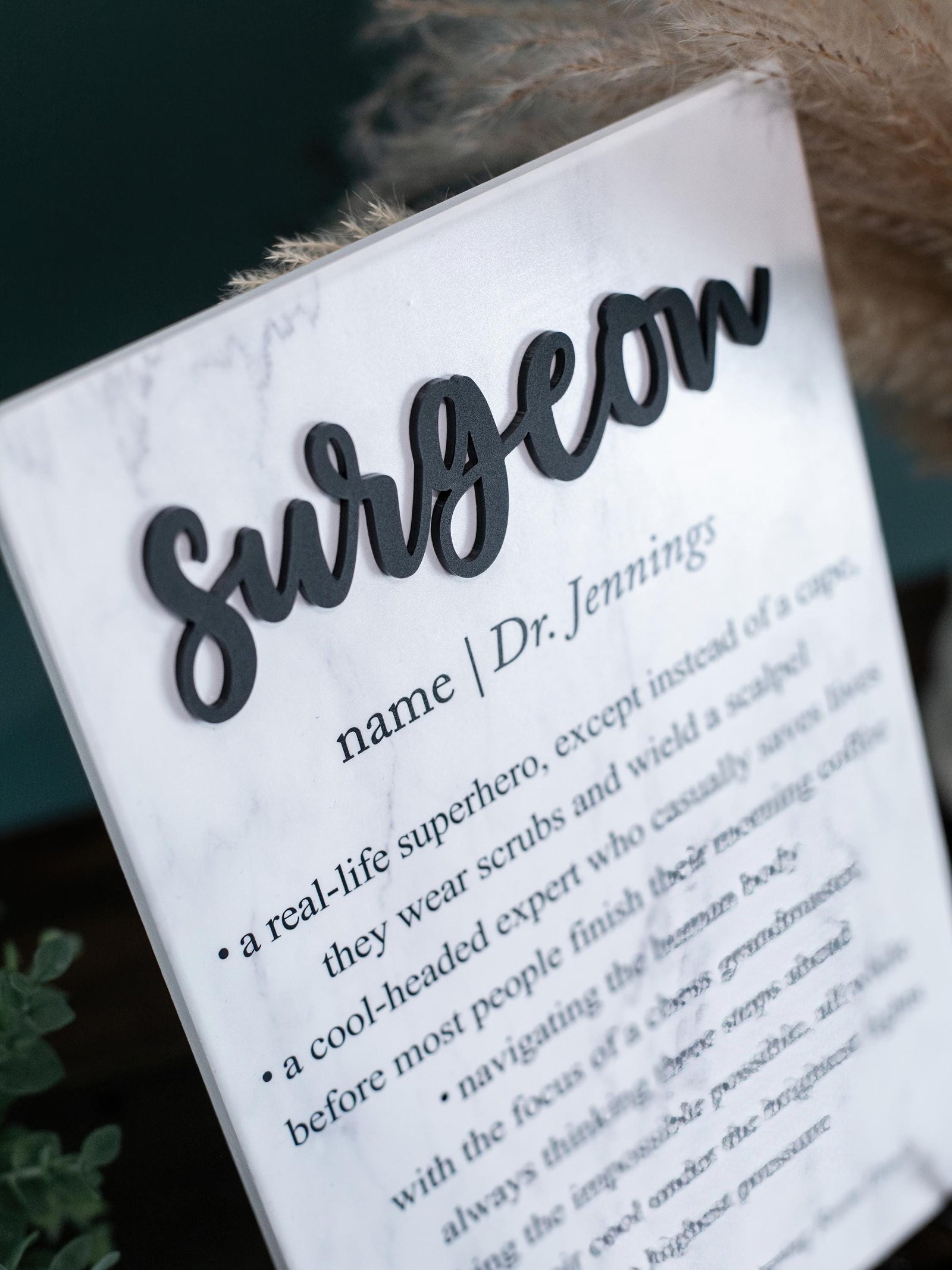 3D Surgeon Plaque With Stand, Hospital Staff Retirement Appreciation, Nurse, Oncologist, Med School Grad Gift, Cancer Survivor Thank You