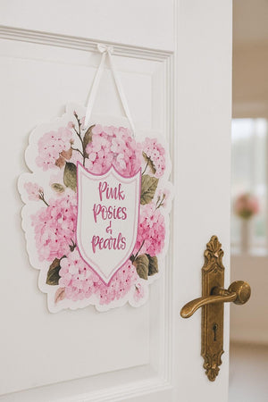 Hydrangea Coquette Bow Crest Teacher Door Hanger