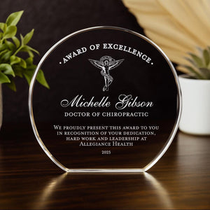 Chiropractor Crystal Award of Excellence Plaque