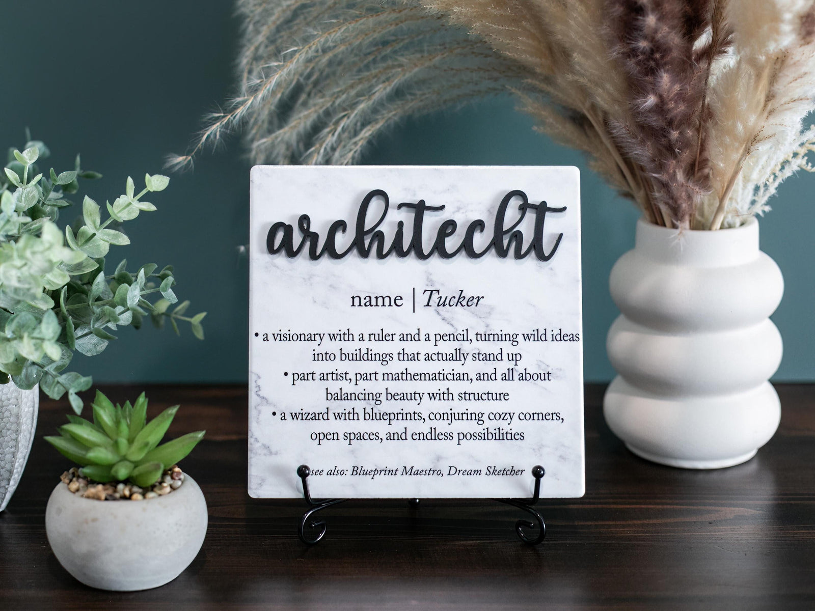 TP-3DARC 3D Architect Ceramic Tile Plaque Gift From Boss, Office Decor Personalized Present With Name for Employees; Coworkers; Interior Designer;