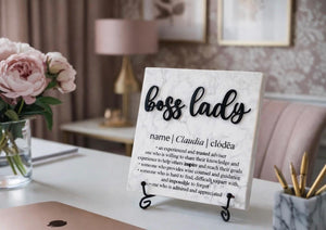 Boss Lady Plaque – Marble Definition Tile Appreciation Sign For Mentor Retirement