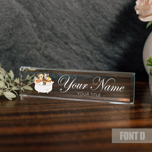 Dog Groomer Personalized Glass Nameplate