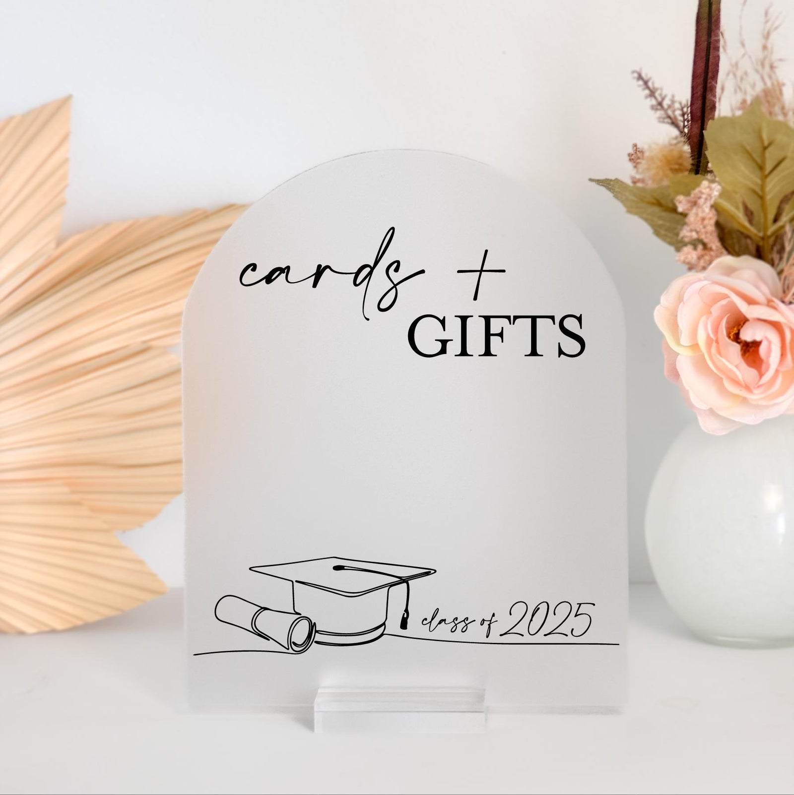 F11-GRD1 Cards + Gifts Personalized Acrylic Graduation Sign Decor Diploma Party Ideas Class of 2025, High School Grad Event, Cap + Gown
