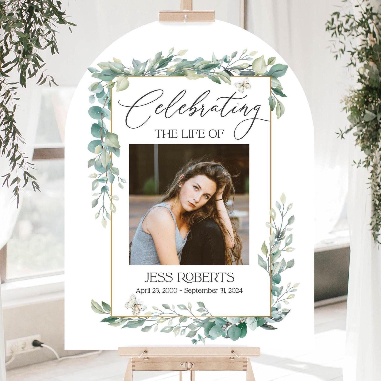 Celebrating The Life Of Printed Funeral Welcome Acrylic Sign, In Loving Memory Large Memorial Signage, Tribute Remembrance Photo
