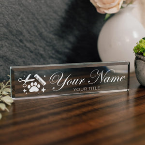 Dog Groomer Personalized Glass Nameplate