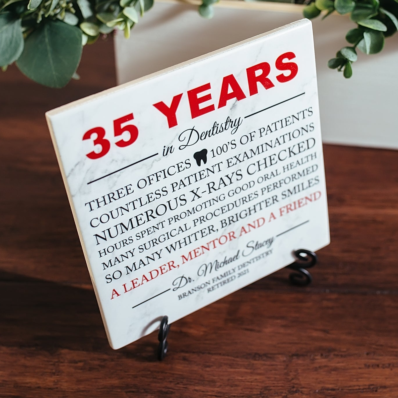 Dentist Definition Work Anniversary Thank You Appreciation Plaque