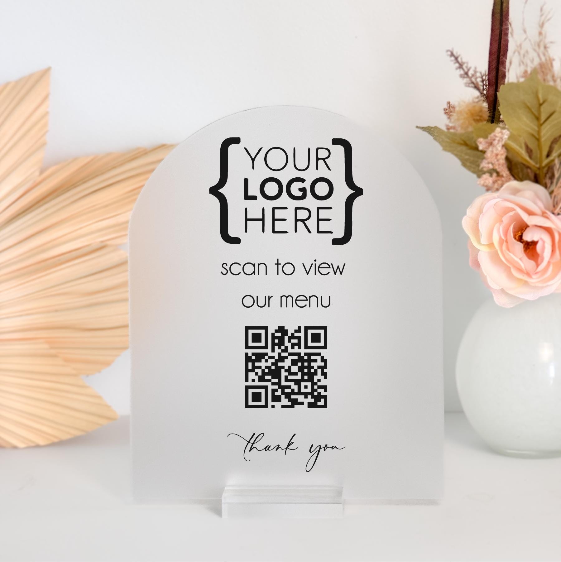 Scan For Menu Table Sign Scan For Menu Personalized to Your Logo Bar Restaurant Diner Cafe QR S ...