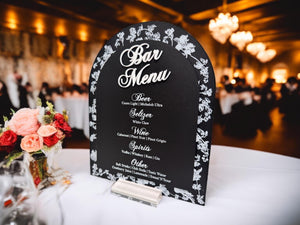 Bridal Shower Bar Sign - Elegant French Blue Chinoiserie Floral Toile Acrylic