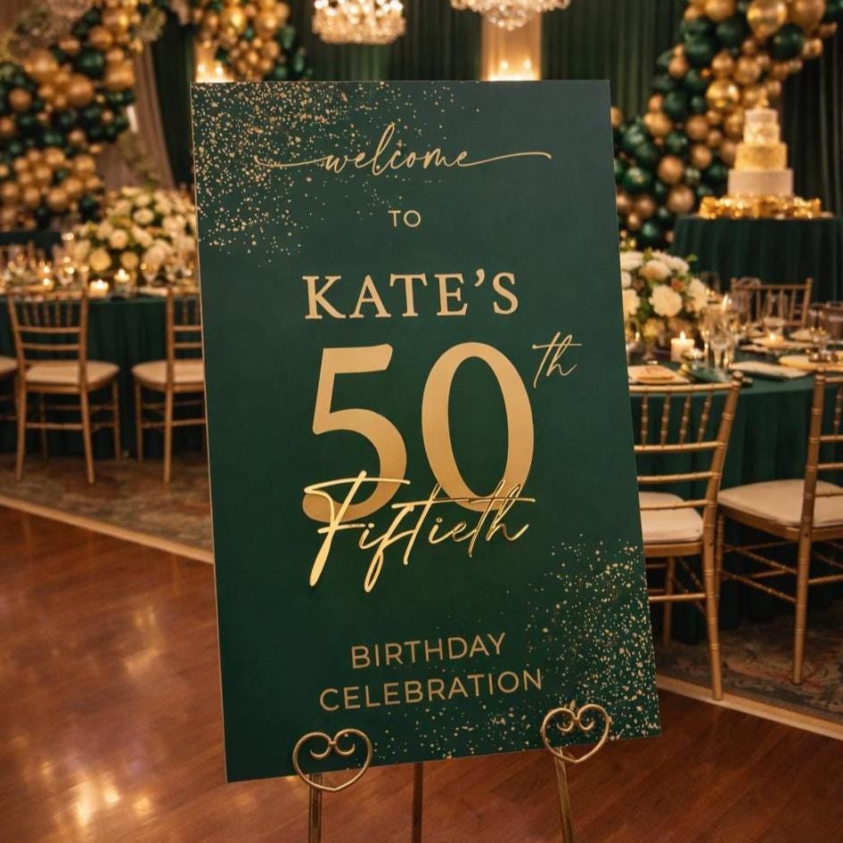 Gold Mirror Birthday Sign – 3D Acrylic Welcome Sign for Milestone Parties