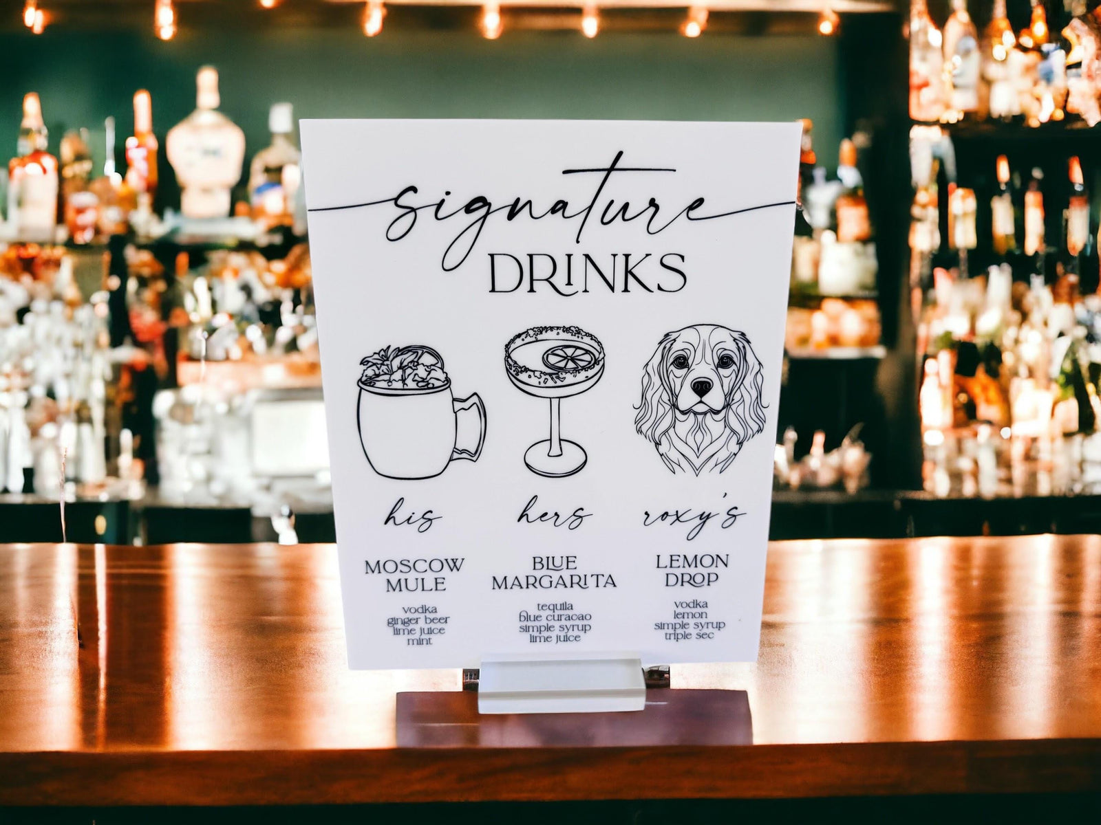 S1-DS7 BEST SELLER Signature Drinks Hand Drawn Pet Bar Menu