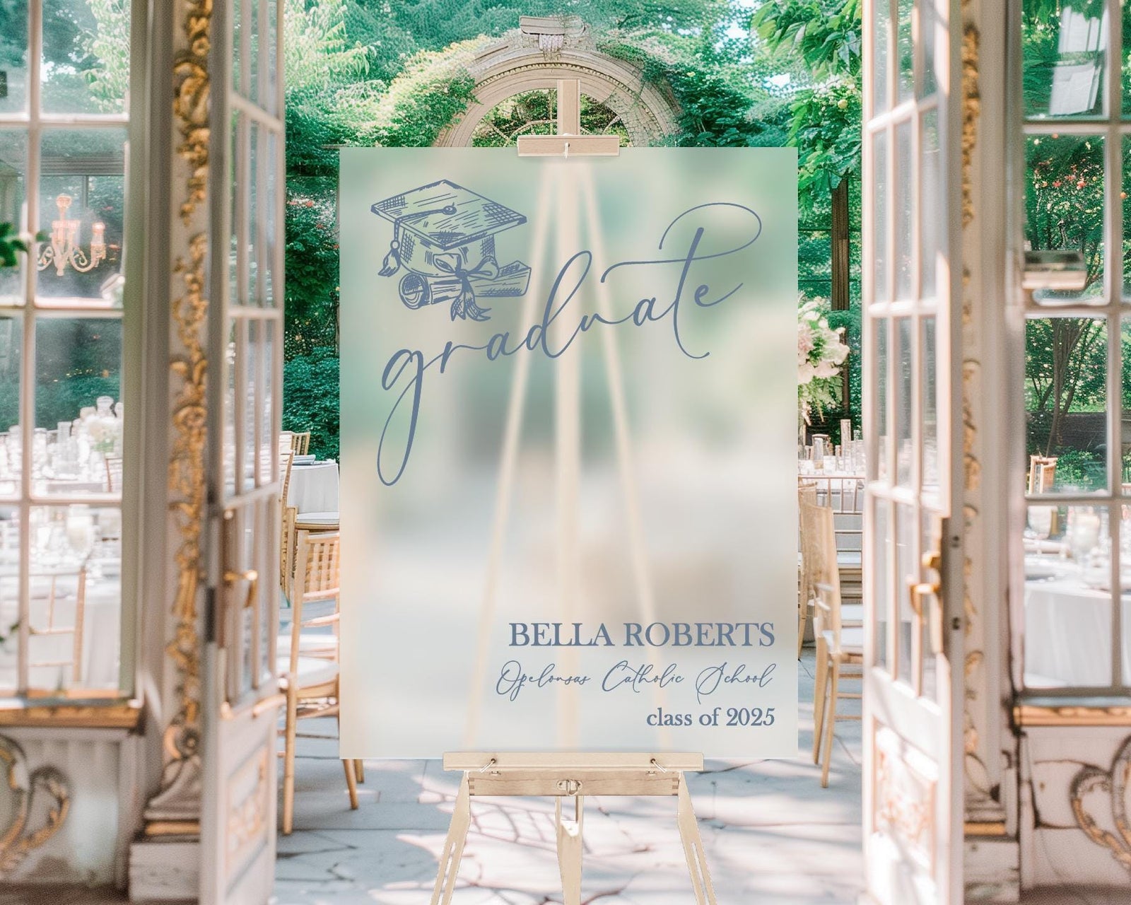 F9-GRD10 Welcome To Personalized Acrylic Graduation Entry Sign Decor, The Future Is Bright Party, Class of 2025, High School Grad Event, Cap + Gown