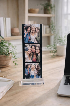 Retro Film Photo Plaque - Acrylic Photo Display With Film Strip Collage