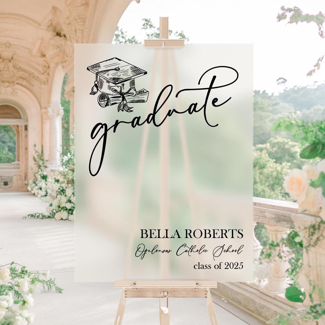 F9-GRD10 Welcome To Personalized Acrylic Graduation Entry Sign Decor, The Future Is Bright Party, Class of 2025, High School Grad Event, Cap + Gown