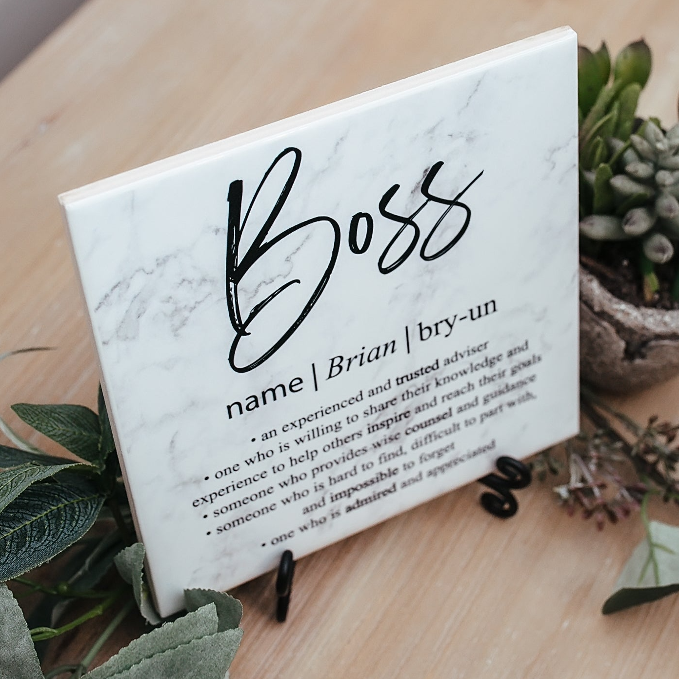 Boss Definition Thank You Appreciation Tile Sign Plaque With Stand