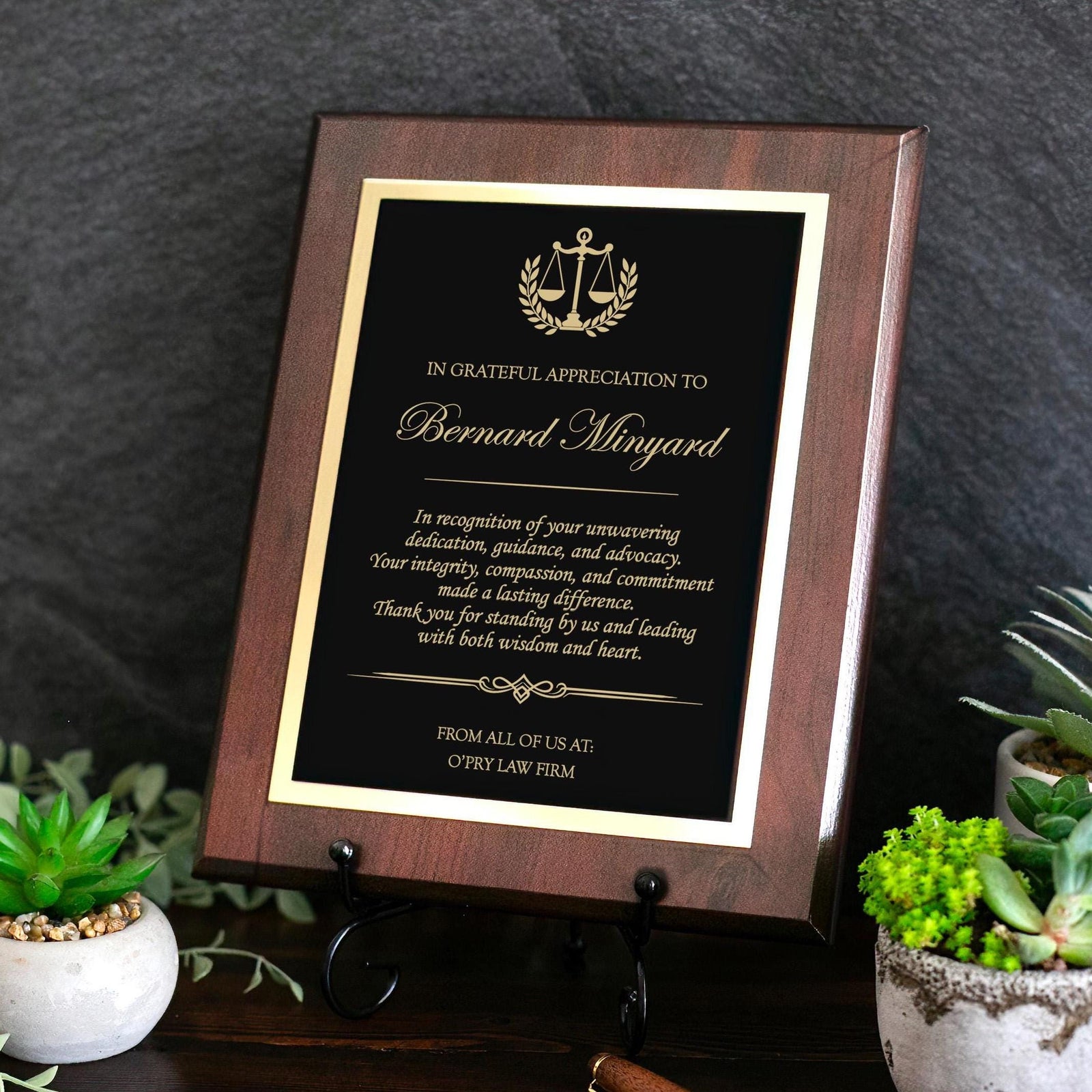 Attorney Engraved Plaque Retirement Gift