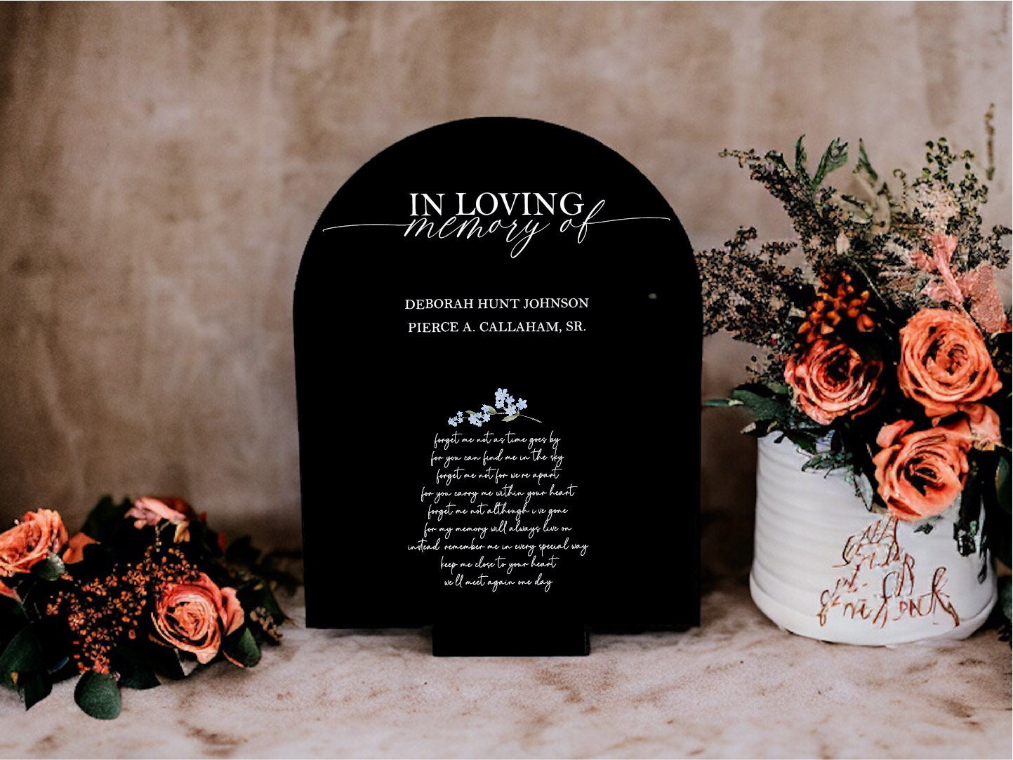 PERSONALIZE With Names of Loved Ones Forget Me Not Flowers Poem Wish You Were Here In Loving Memory Acrylic Wedding Memorial Heaven Sign