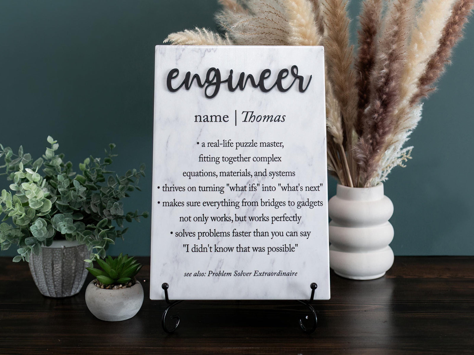 TP-3DENG 3D Engineer Ceramic Tile Plaque Gift, Personalized Thank You Present; Work Anniversary; Office Decor; Retirement or Graduation 2024