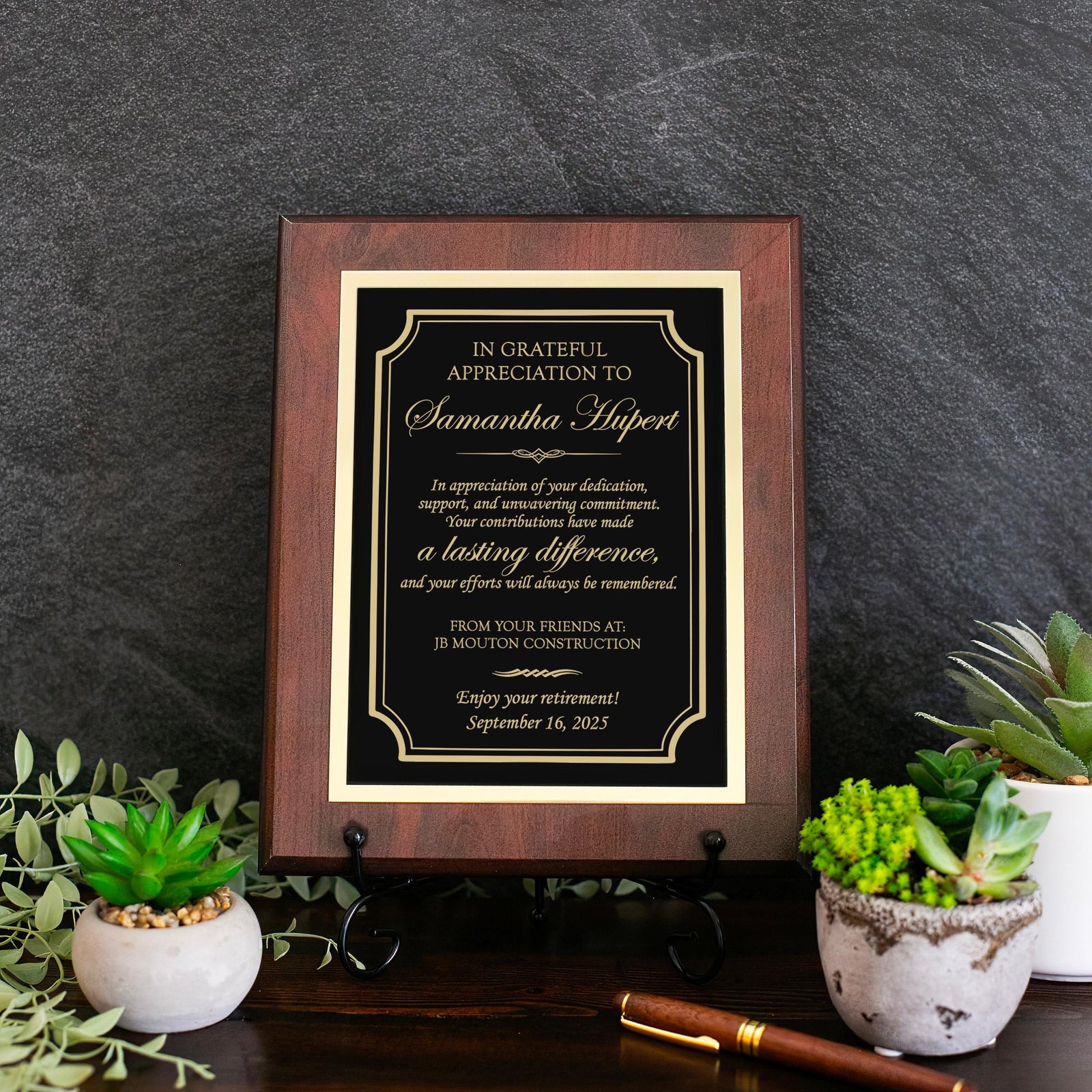 CUSTOM Engraved Plaque Retirement Gift Appreciation Award