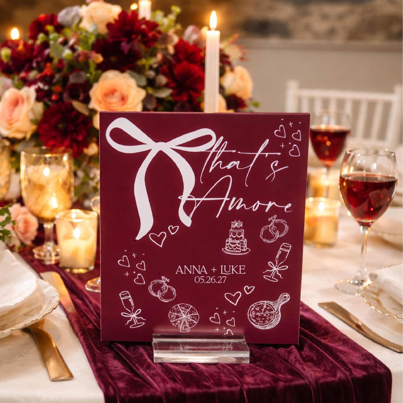 Acrylic Wedding Sign That's Amore | Bridal Shower & Rehearsal Dinner Pizza Pinot