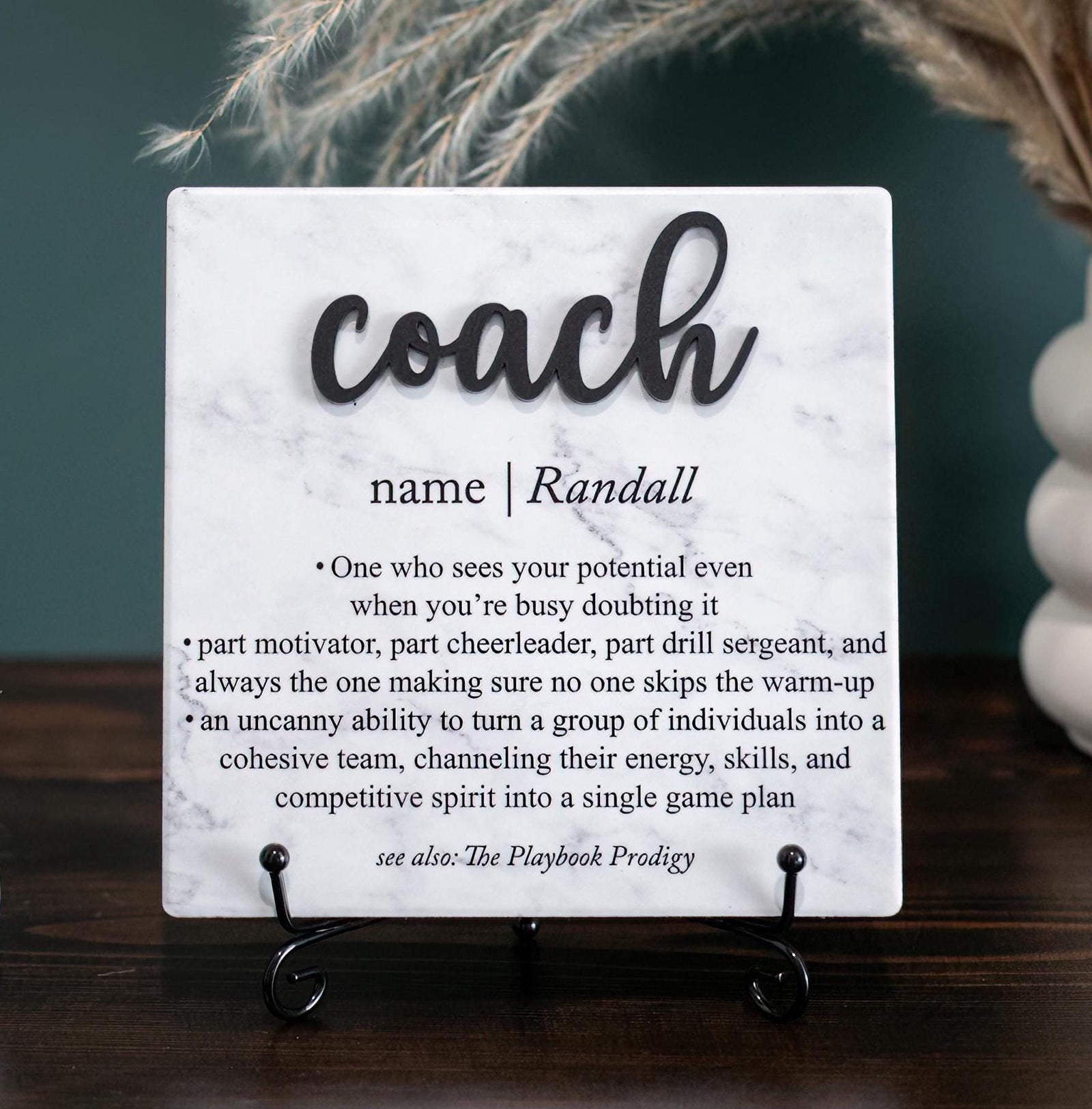 TP-3DCOA 3D Coach Ceramic Tile Plaque Gift, Personalized Thank You Present from Team; Football Sports Coach; Retirement Gift; Coaches Athletic Award