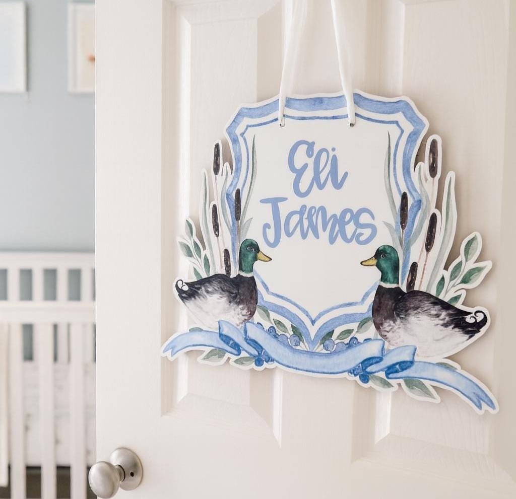 Mallard Duck Newborn Baby Hospital Door Hanger