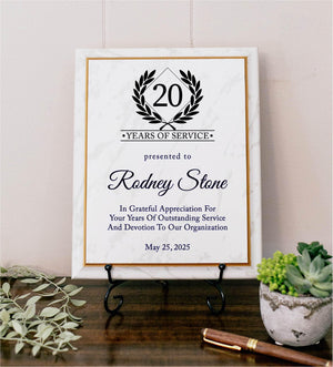 Marble Years Of Service Plaque