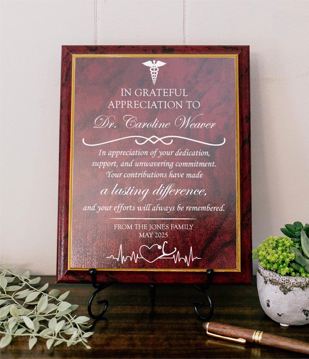 Grateful Appreciation To Doctor Wooden Plaque Gift
