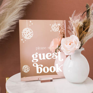 ARCH Gold Silver or Rose Gold Mirror Please Sign Our Guestbook Retro Disco Ball Wedding Reception Party Decor Guest Book Sign