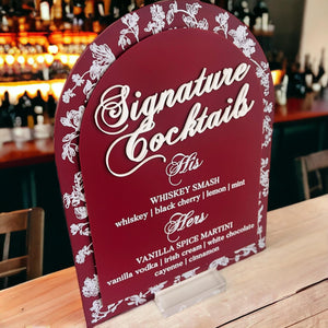 Bridal Shower Bar Sign - Elegant French Blue Chinoiserie Floral Toile Acrylic