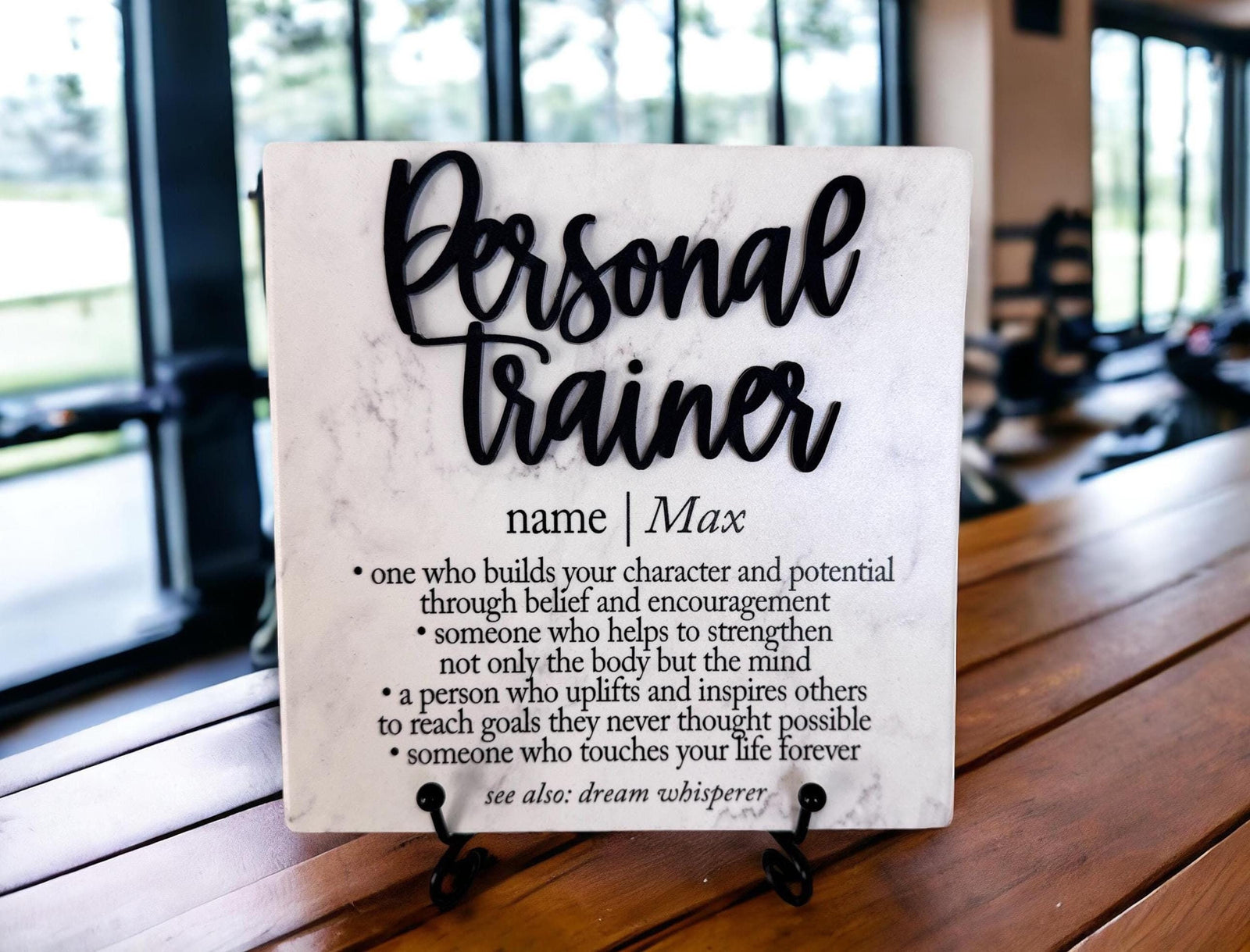3D Personal Trainer Fitness Workout Trainer Dictionary Definition Ceramic Tile Plaque, Thank You Gym Exercise Class Instructor Sign Gift