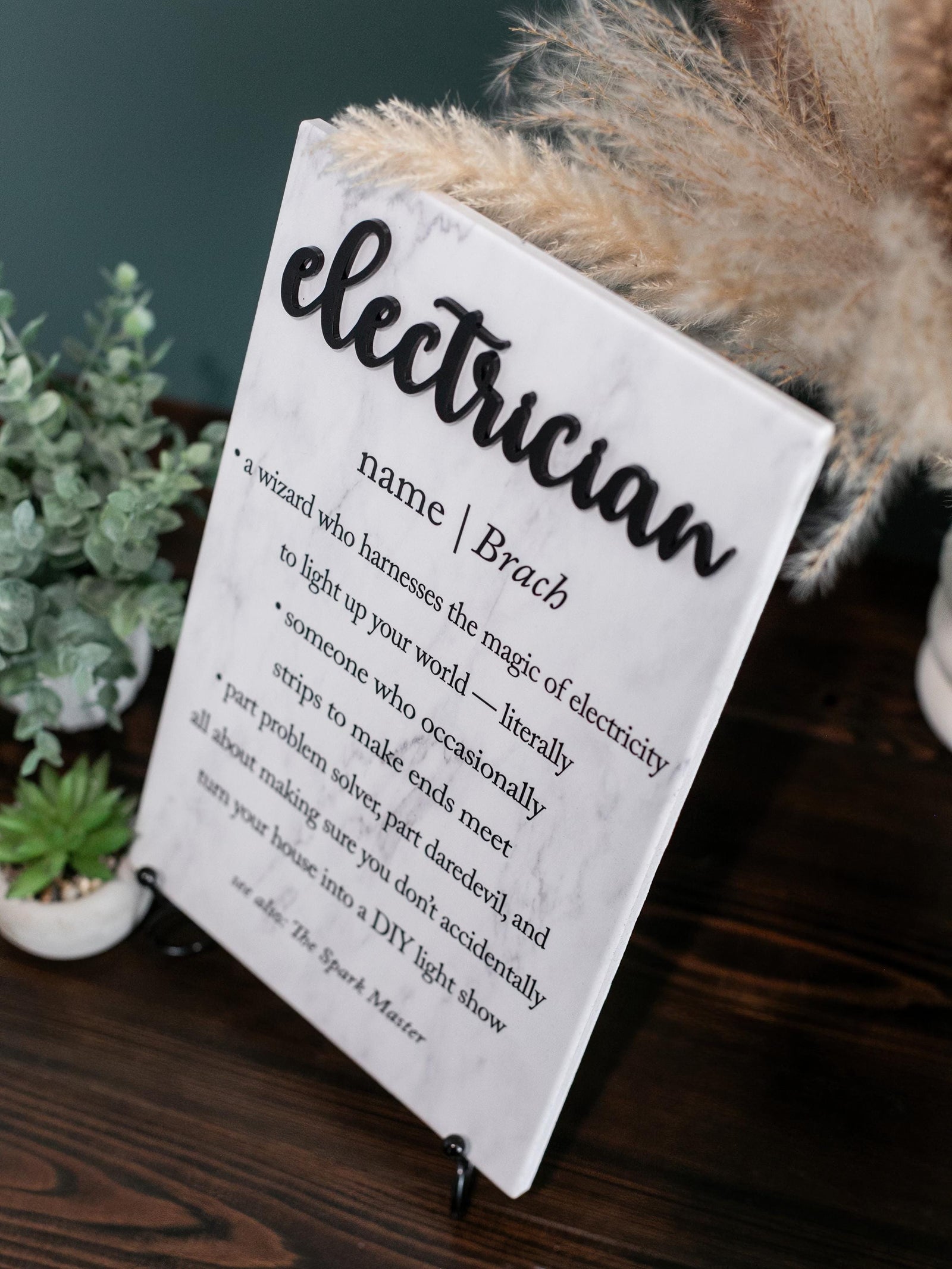 TP-3DELEC 3D Electrician Ceramic Tile Plaque Gift, Personalized Thank You Present From Contractor; Work Anniversary; Office Decor; Retirement 2024