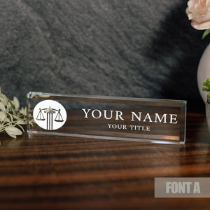 Attorney Glass Office Desk Name Plate