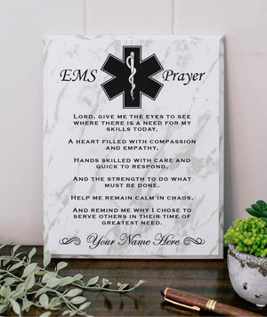 EMS Prayer for First Responder Plaque Gift