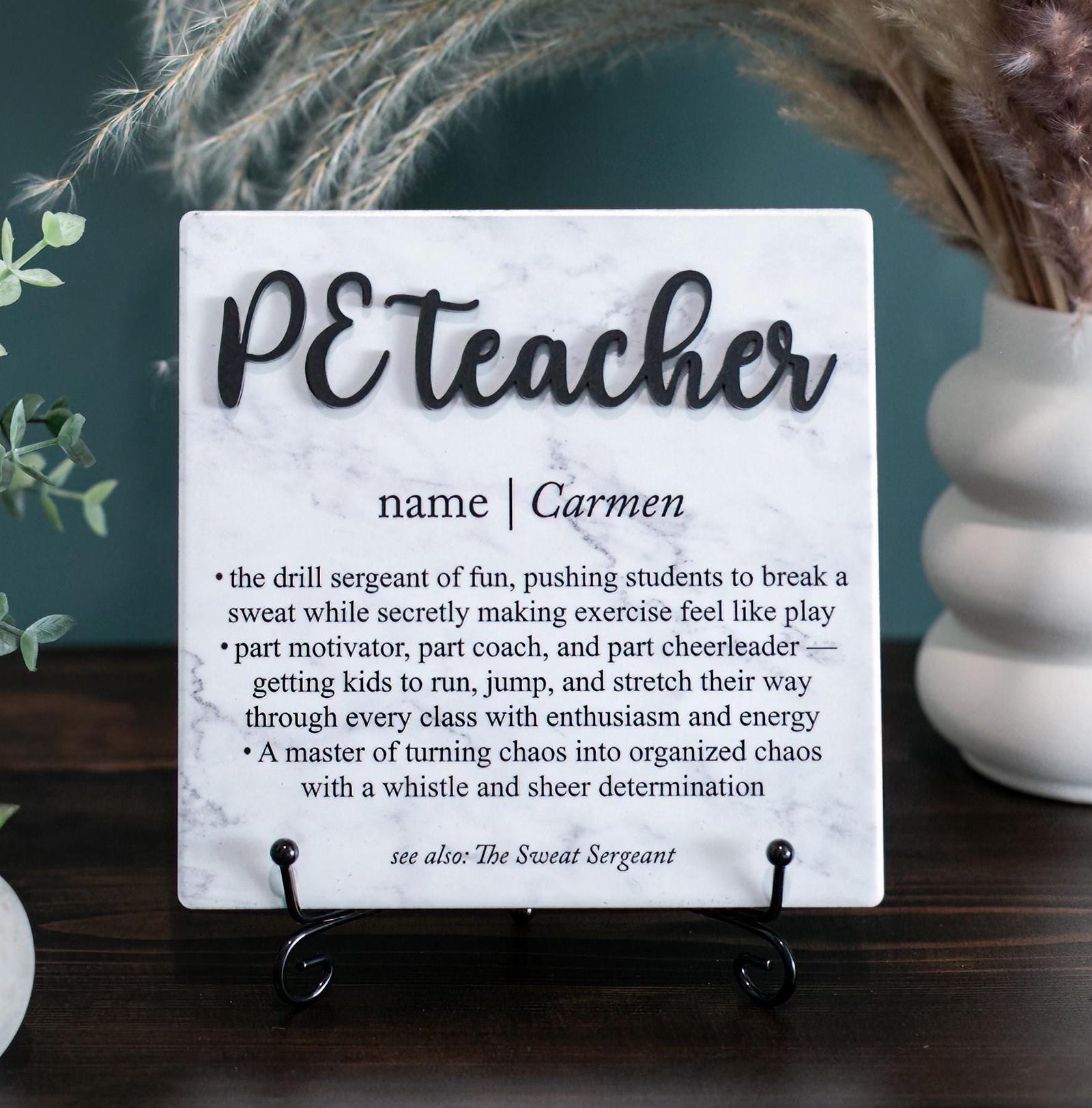 TP-PED 3D PE Teacher Ceramic Tile Plaque Gift, Personalized Thank You Present from Students; Staff Gifts; Retirement 2024; School Employee