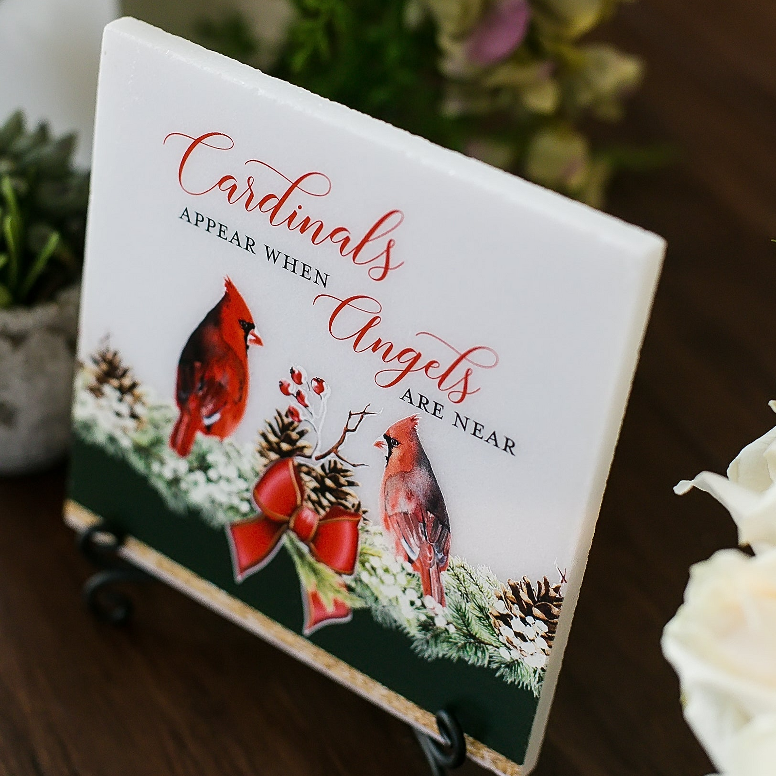 Cardinals Appear When Angels Are Near Tile Plaque