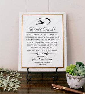 SWIM Coach Appreciation Award Varsity Sports Recognition Plaque