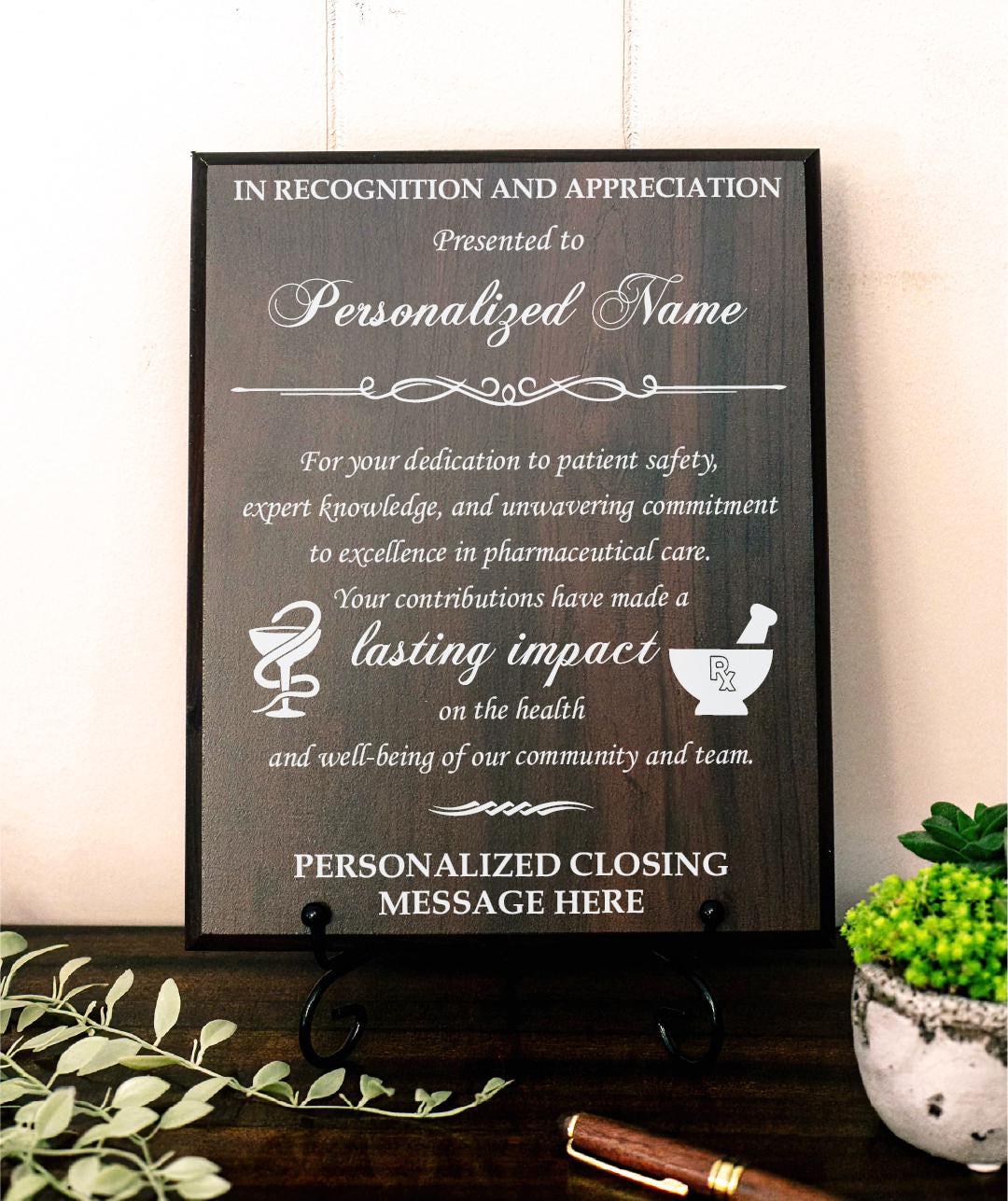 In Recognition and Appreciation Wooden Plaque