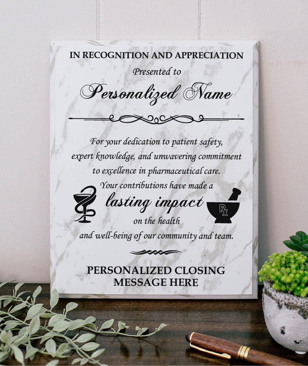In Recognition and Appreciation Wooden Plaque