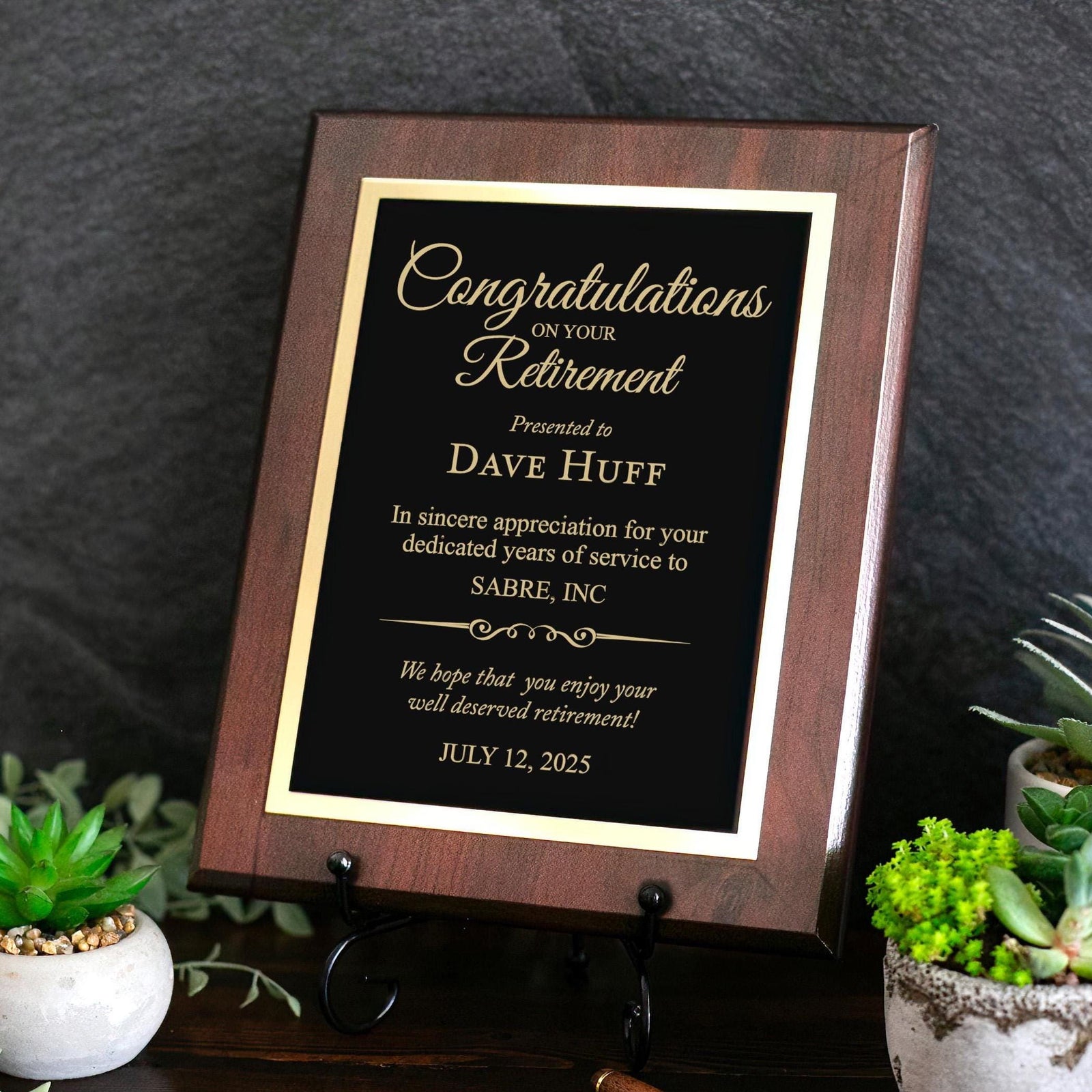 ENGRAVED Retirement Employee Appreciation Sign Plaque