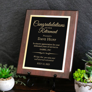 ENGRAVED Retirement Employee Appreciation Sign Plaque