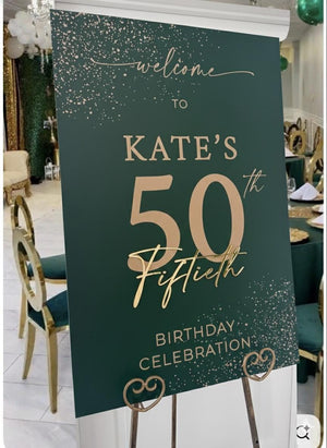 Gold Mirror Birthday Sign – 3D Acrylic Welcome Sign for Milestone Parties